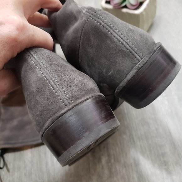 Stuart Weitzman Lowland Leather Over The Knee Boots Sz 8 Grey - Picture 8 of 11